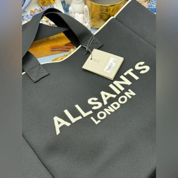 🆕 ALL SAINTS 🧿 NWT Large Izzy East-West Tote, Black/White - Picture 8 of 11